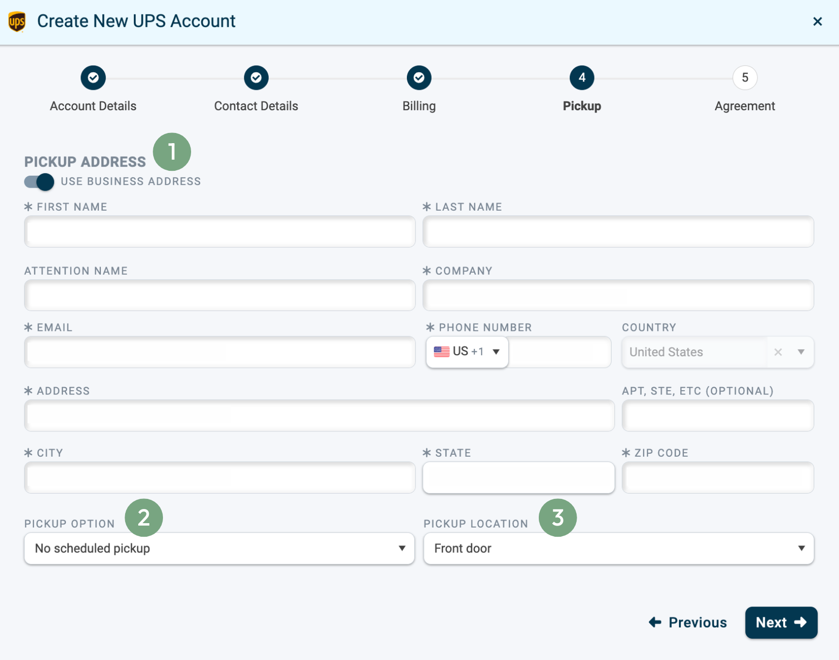 New UPS Account Setup